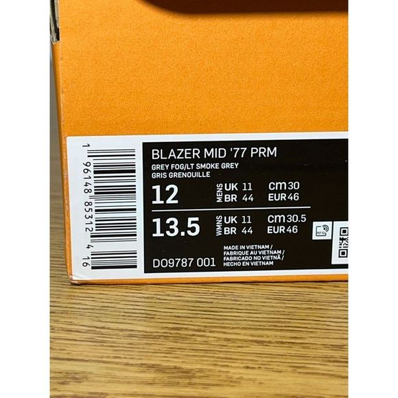 Nike Blazer Mid '77 Premium Grey Fog DO9787-001 Men's Sneakers Size 12 - Picture 7 of 7